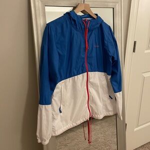 Columbia Women's Blue White Flash Forward Zip Up Hood Windbreaker Jacket M